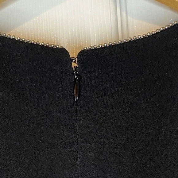 Ann Taylor Black Sheath Dress - Size 8 -  Silver beaded embellishments - EUC - Picture 4 of 11